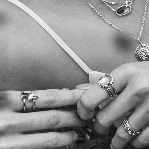 KENDRA SCOTT BOLT DOUBLE BAND RING - SILVER Sz: 7 - Picture 4 of 10